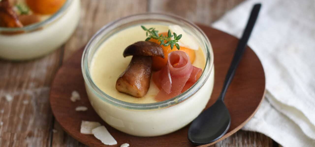 Panna cotta salée de potiron, cèpes et parmesan - 3299