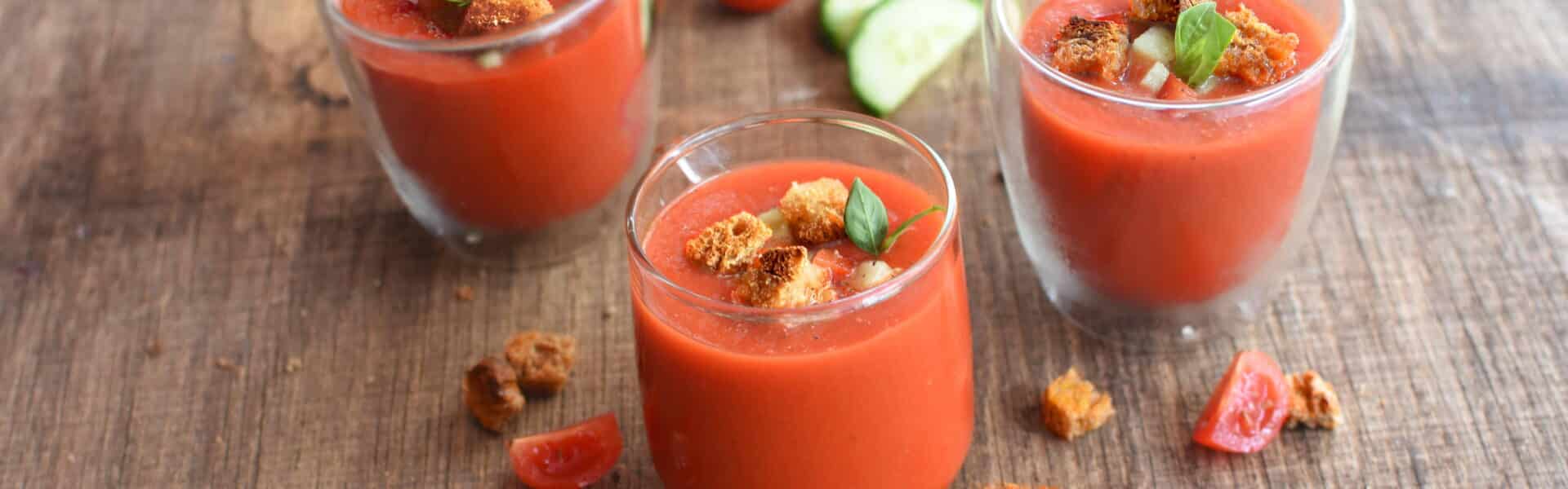 Gaspacho tomates/concombre et ses croûtons maison - 3210