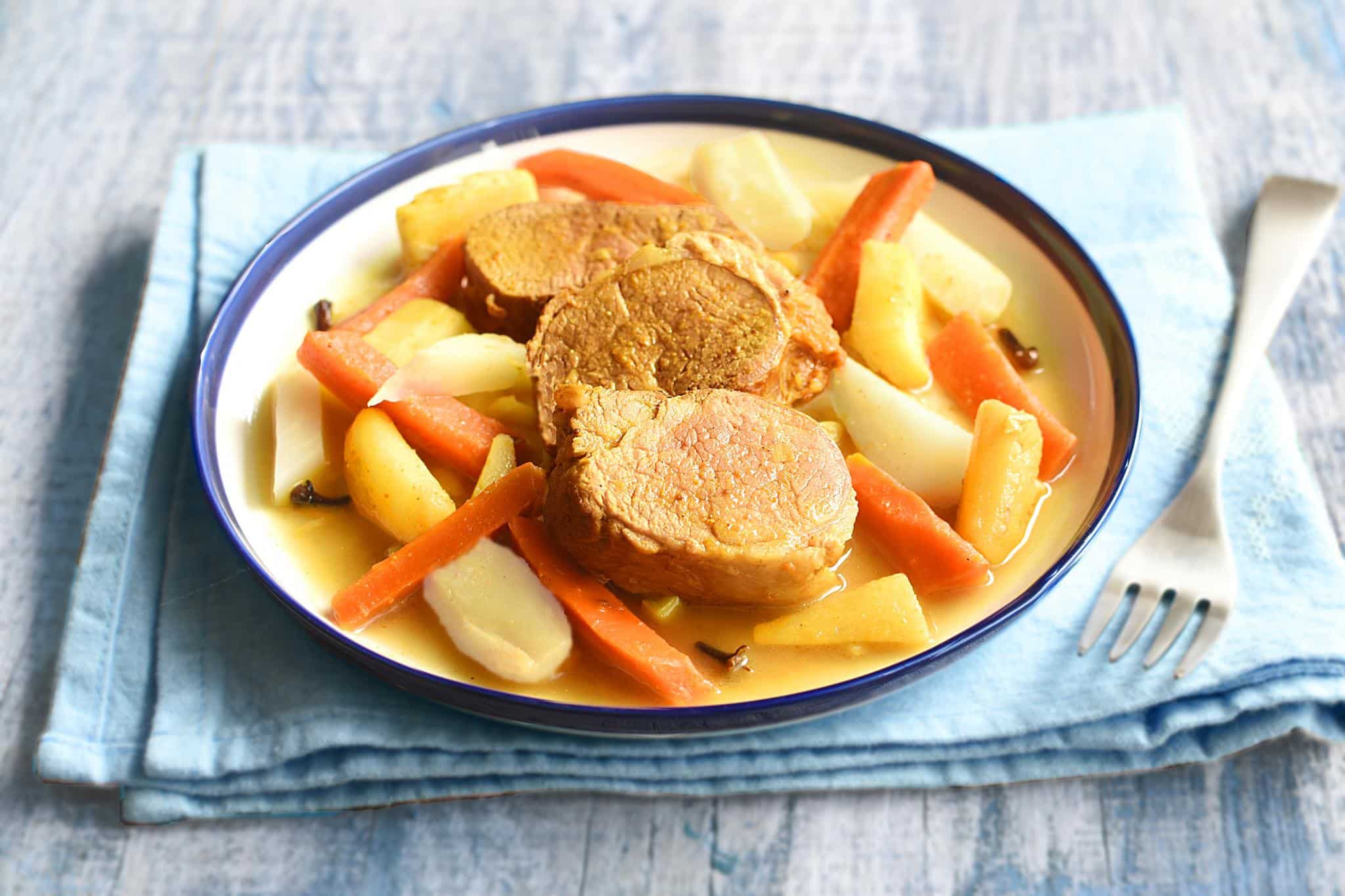 Filet mignon de porc aux légumes confits healthy - Recette Plat sain