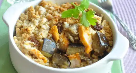 Crumble aubergines, poulet et curry - 3143