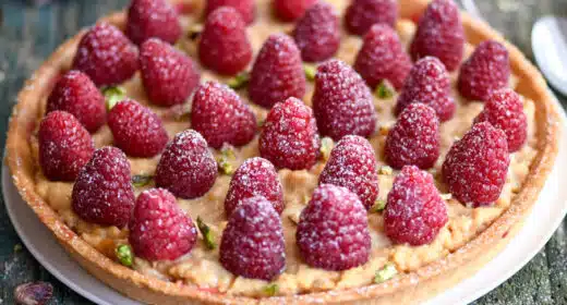 Tarte aux framboises et à la pistache - 3347