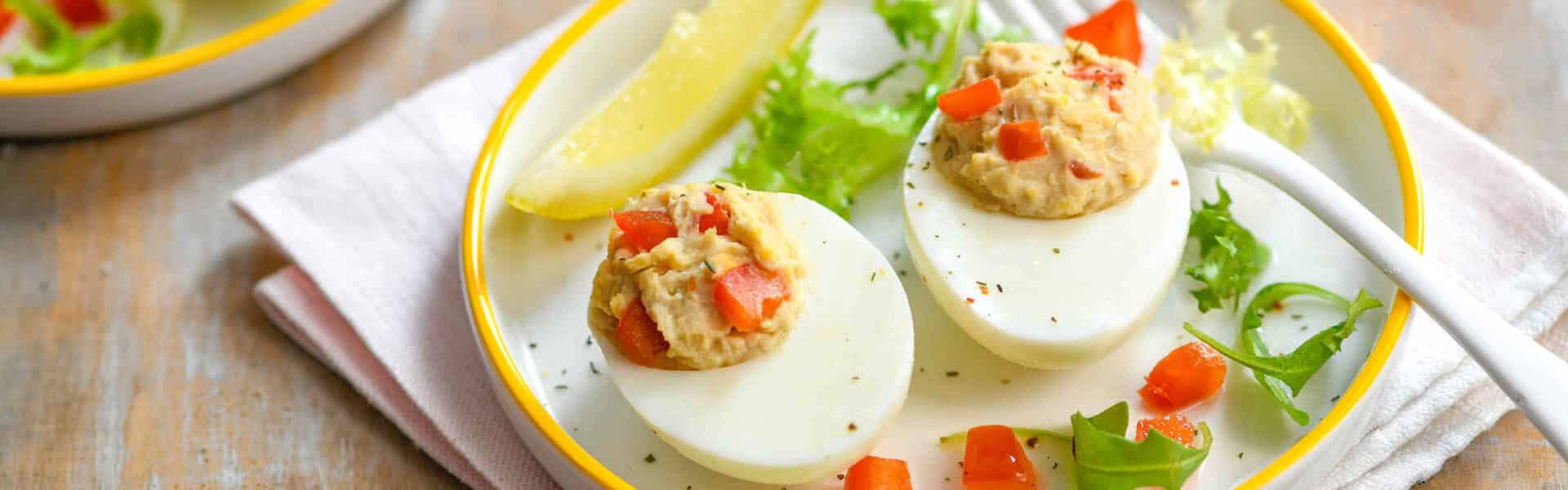 Œufs façon mimosa au houmous et aux poivrons - 5359